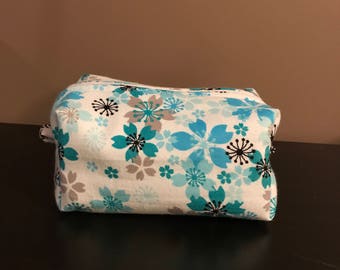Floral box zipper pouch