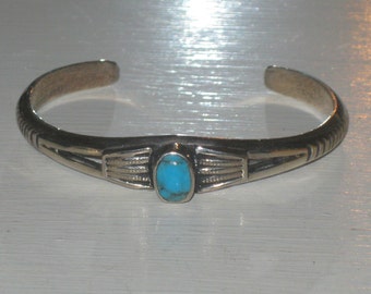 Vintage Southwest Sterling Silver and Turquoise Cuff Bracelet
