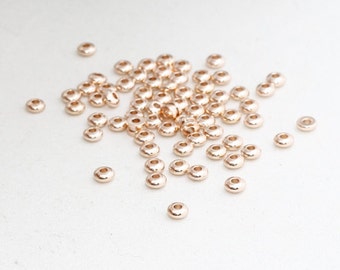 30 Pcs 4mm Rose Gold Plated Rondelle , Rondelle Beads, Rose Gold Plated Charms, Spacer Beads, ROSE91