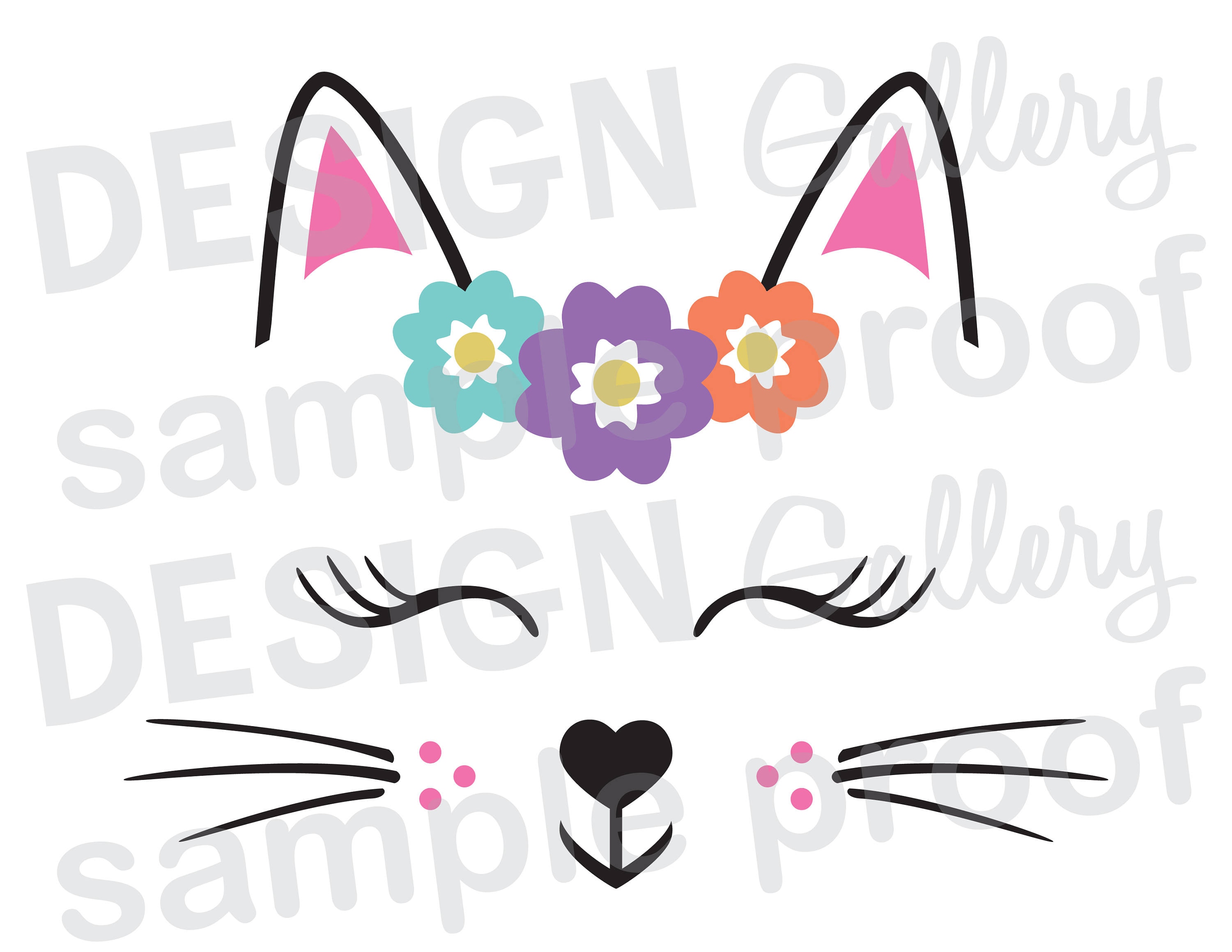 Kitty Cat Kitten Face JPG png & SVG DXF cut file