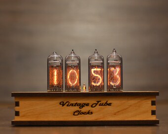 IN-14 Nixie Tube Vintage Retro Desk Clock Assembled Tested Wooden Case Adapter 110/240V