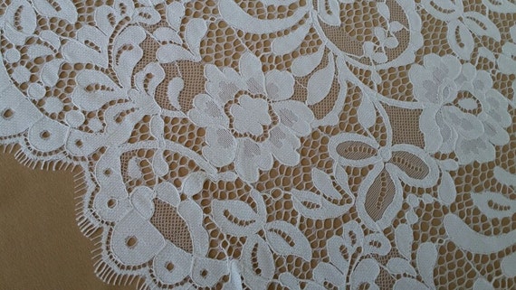 White lace fabric, French lace, lace Bridal lace Wedding lace White lace Veil lace Scalloped Floral lace Lingerie