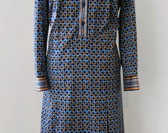 Vintage dress / 70s with geometric pattern