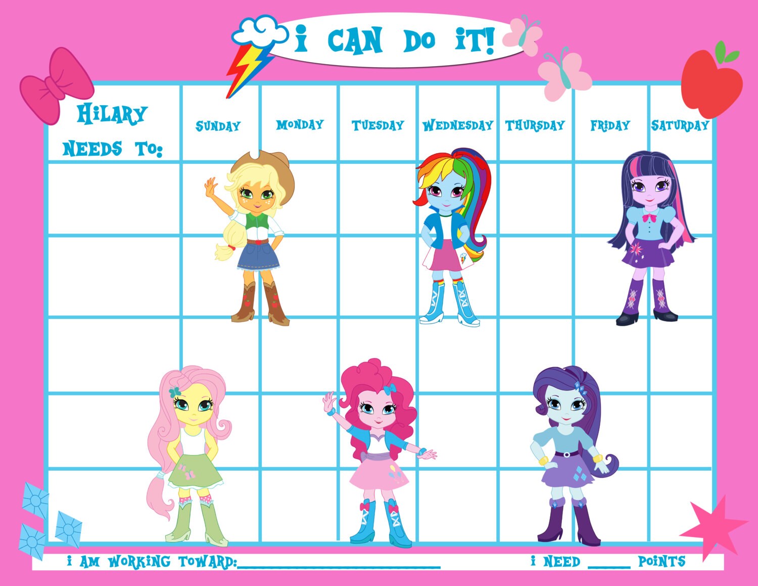 PERSONALIZED Reward/Chore Chart for Children JPEG/PDF