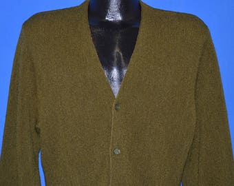 60s Dark Green Wool Mod Cardigan Sweater Large