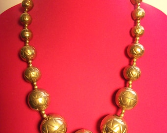 Native Brass Necklace with Huge Hollow Beads