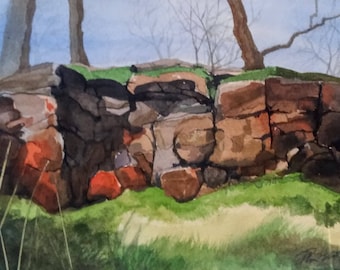 Watercolor Painting - "Rock Outcropping"