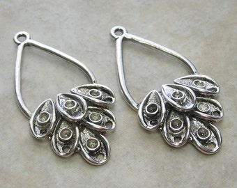 43x20x4mm Antique Silver Alloy Metal Earring Components or Pendants (G197)