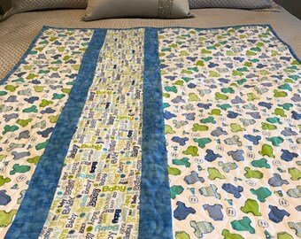 Blue & Green Flannel Baby Quilt