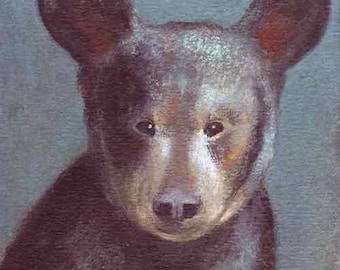ORIGINAL Bear Canvas Painting by KAZUMI 8x8 inches