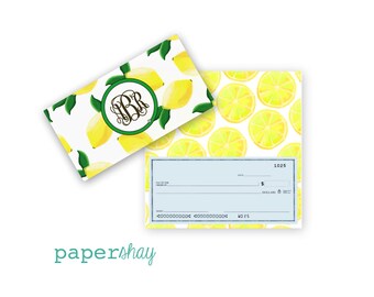 Checkbook Cover, Monogrammed Checkbook Cover, Personalized Checkbook Cover, Custom Checkbook Cover, Vinyl Checkbook Cover, Lemons
