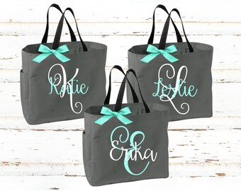 Personalized Bridal Tote Bag, Bridesmaid Tote Bag, Maid of Honor Tote Bag, Monogrammed Tote Bag (BR031)