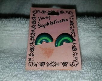 Vintage Green Rainbow Post Earrings