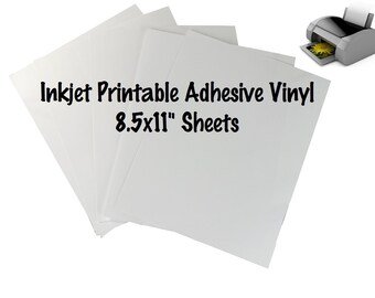 1 Sheet Inkjet Printable Adhesive Vinyl 8.5x11" Sheet Indoor Outdoor Permanent Adhesive Vinyl Print Your Own Vinyl Designs Printed Vinyl