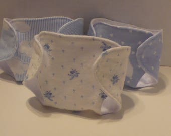 12 in Corolle Diapers - Sheep, Blue Flowers, Clouds