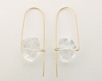 Quartz earrings, Minimalist earrings, Crystal earrings, Gemstone earrings, Rough quartz earrings, Clear quartz earrings
