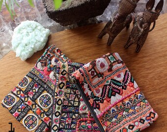 Small Tribal Wallet, Vintage Embroidery Indian Wallet, Womens Gift, Bohemian Hippie Gypsy Ethnic Boho Wallet