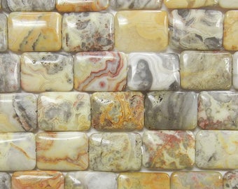 25x18x6mm puff rectangle crazy lace agate beads 1 full strand (GSS-82)