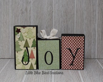 JOY wood blocks - wood sign - christmas decor - joy to the world