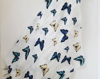 Muslin Swaddle Blanket. Double gauze. Butterfly blanket. X-large blanket.