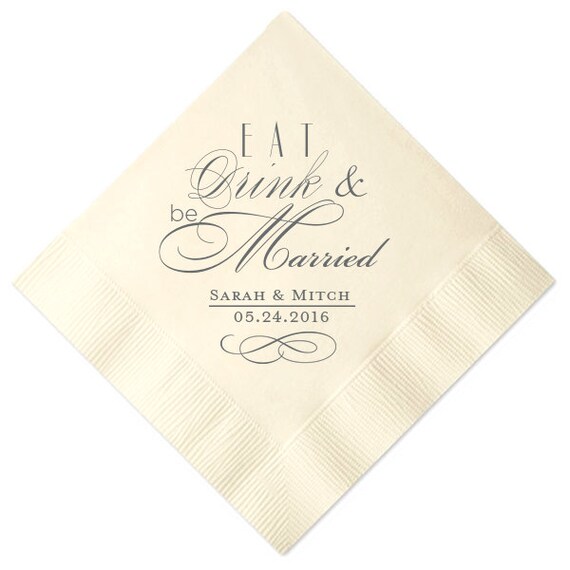 100 Personalized Wedding Napkins Beverage Cocktail Luncheon