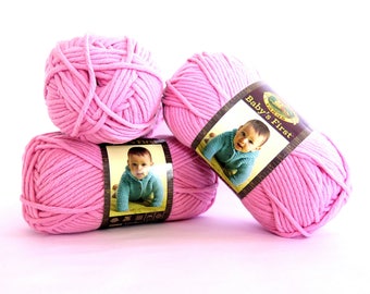 Baby's First Lion Brand Yarn Pink Fairy Tale 3 Skeins Craft Supplies