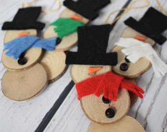 Wood Slice Snowman Ornament - Wood Slice Ornament - Snowman Ornament - Christmas Ornament - Ready to Ship