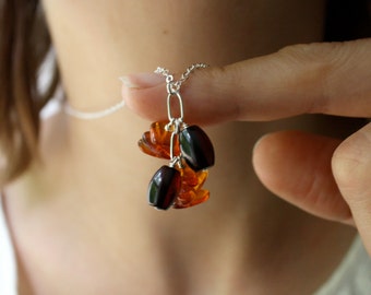 Healing Amber Necklace Adult . Healing Jewelry . Grounding Necklace . Genuine Amber Pendant Necklace Sterling Silver