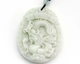 Talisman Natural Stone Pendant Dragon Amulet Bead One Piece 45mm x 37mm TH229