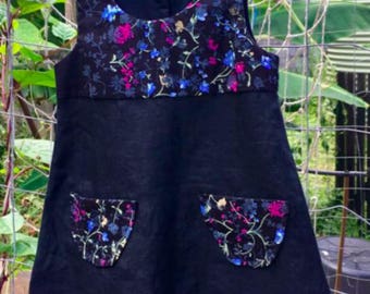 Girls dress from vintage linen - 'The Rambling Flower Dress'