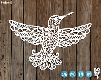 Hummingbird Svg cut file, Bird Svg, Hummingbirds Svg, Flying bird svg, Mandala Svg| Svg Papercut Template | Bird Silhouette | Cricut, Cameo