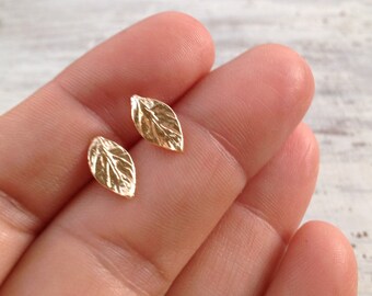 Gold earrings, stud earrings, leaf earrings, gold filled earrings, gold stud earrings, simple stud earrings -20063