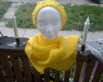 Hand knitted Beret and shawl