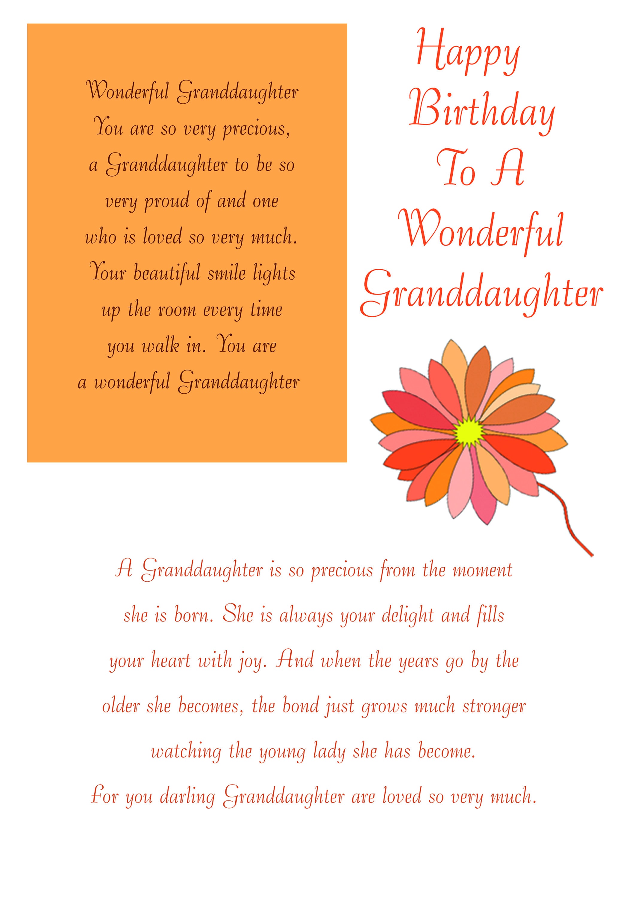Free Printable Happy Birthday Cards For Granddaughter