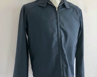 Vintage Men's 80's Harrington Jacket, Navy Blue, Zip Up by Take Flight (L)