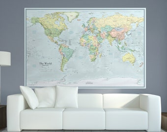 Extra Large Modern World Map - 44"x66" | Huge World Map | Home Decor Map Poster | Oversized Map