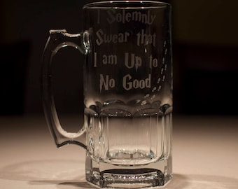 Harry Potter Marauders Map "I Solemnly Swear..." Etched Huge 32oz Beer Stein