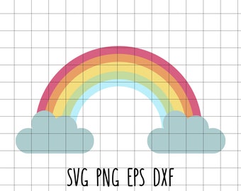 Cute Rainbow Cloud Svg Dxf Eps Hand Drawn Vector Clip Art Cut Vinyl Transfer Scrapbooking Nursery Decor Baby Shower