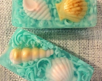 Sea soap, Beach Soap, Seashell soap, homemade soap, clear glycerin soap, clear ocean soap, sea soap