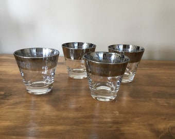 Canonsburg Temporama Atomic Old Fashion Glasses Silver Rim