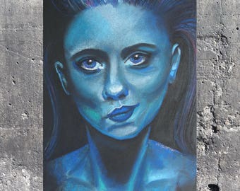 Hmm (aka blue lady) ART PRINT by M. Hutt / A3