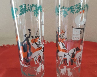 Pair of 7" The Arrival -The White Cock Cocktail Glasses