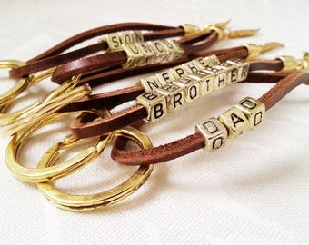 Leather keychain, personalized gift, gift for him, Custom Leather, men keychain, Monogram keychain, Gift for men, Keyring, Keychain for men