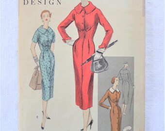 Vintage Vogue 4574 Special Design Dress Pattern Size 12 Bust 30 Hip 33 1954 - 55