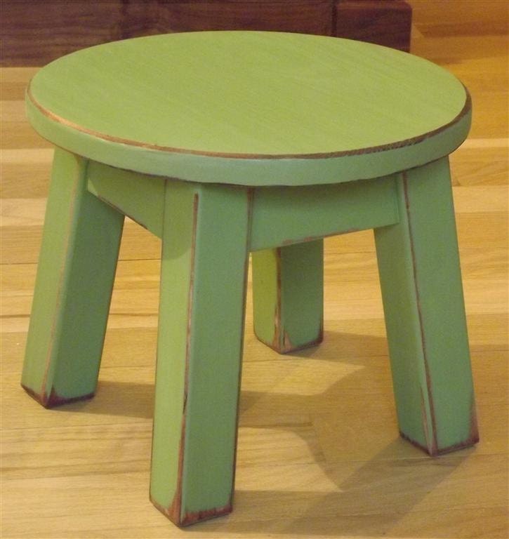 Reclaimed Wood Painted Riser Round Stool Step Foot Zoom