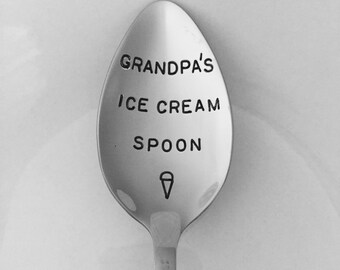 Grandpa's Ice Cream Spoon-Hand Stamped Spoon-Grandpa Fathers day-Birthday Gift-Gift for Dad-Best Selling Item-Personalized Spoon-under 20