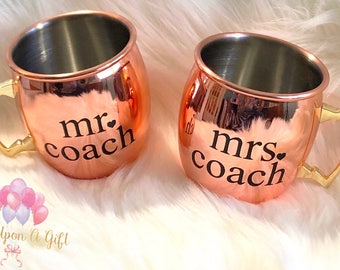 Mr and Mrs Personalized Moscow Mule Mug Set of 2, Mr and Mrs Mugs, Mr and Mrs, Moscow Mule