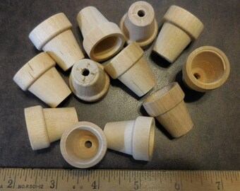 1-1/8" Unfinished Wood Flower Pot - 12 Pieces #300365