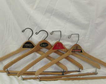 Suit Hangers, Wood, Set of Four, 1960's Thru 1980's