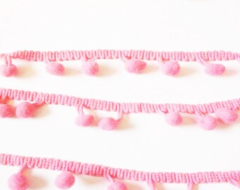1M Candy Pink Pom Pom Trim 8mm Haberdashery
